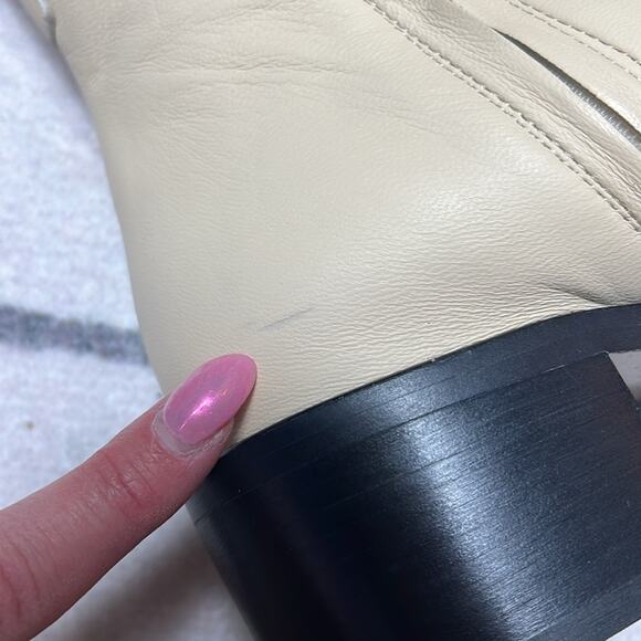 EVERLANE The City Boot Leather Ankle Cream Zip Heeled Square Toe Size 8 NEW - Picture 12 of 15